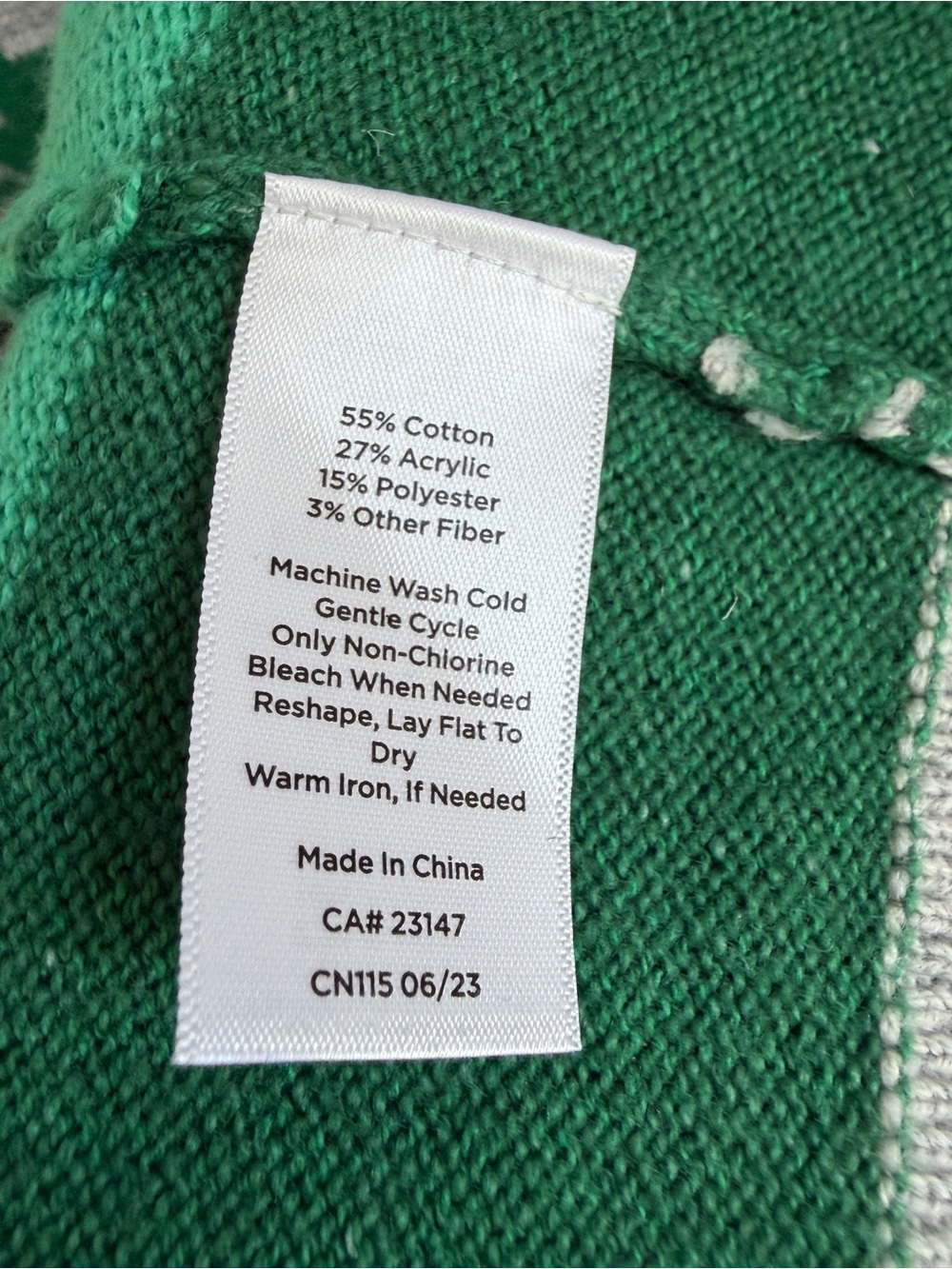 Talbots Medium Gray & Green Holiday Tree Knit Sweater - Picture 3 of 4